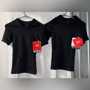 NWT 2 Spanx Men's Ultra Sculpt V-neck compression undershirts size S